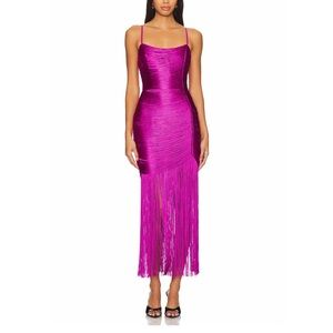 SAYLOR Fuchsia Fringe Maxi Dress